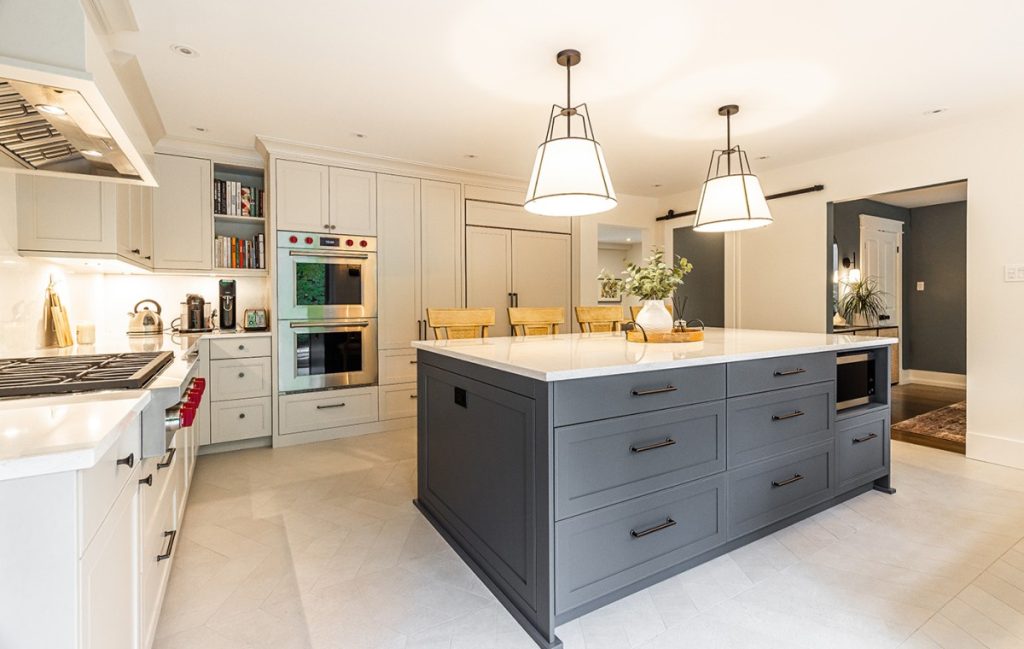 WIHM Design kitchen with island and white cabinets